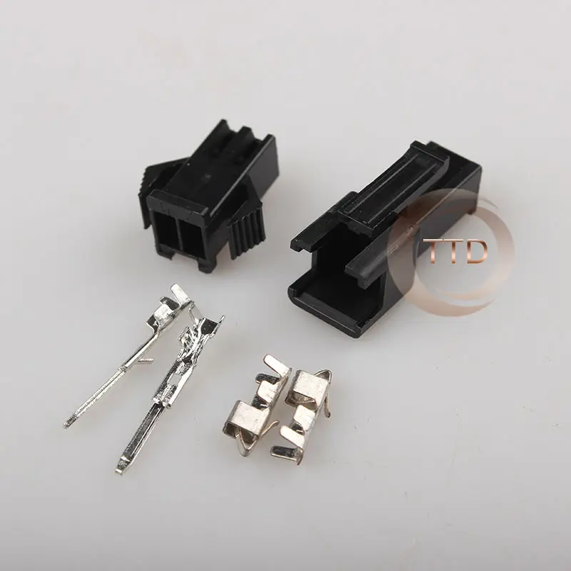 

Free Shipping 100 Sets JST 2.54mm SM 2 Pin 2 Way Multipole Connector plug With ternimal male and female 2.54MM