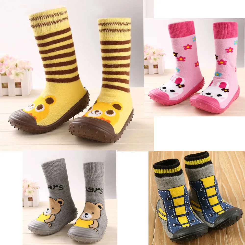 Baby Toddler Cartoon Indoor Shoes Socks Learning Walking Infant Baby