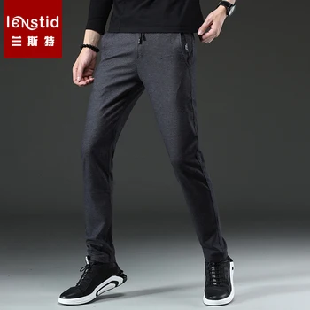 

LENSTID Brand Spring New Fashion 2019 Men Drawstring Casual Pants Slim Fit Straight Man High Quality Trousers Plus Size K822#
