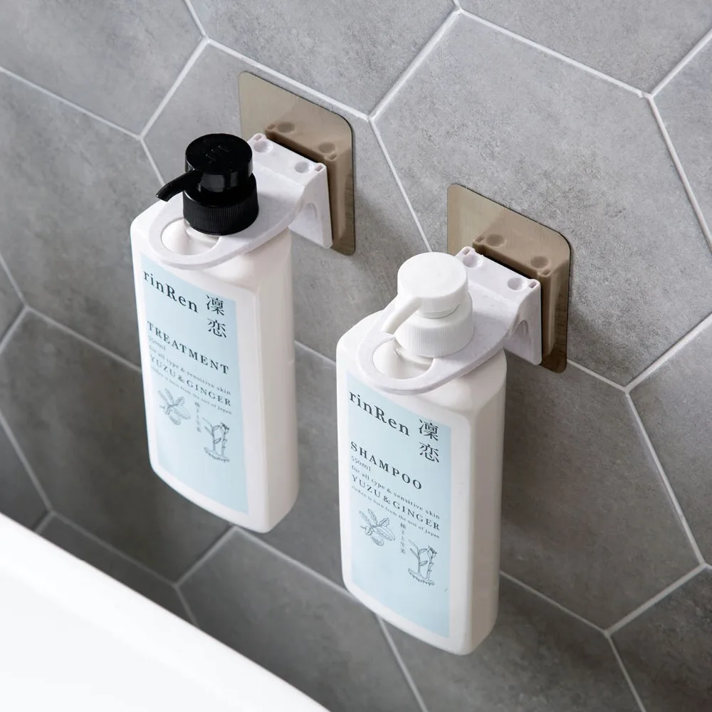 

OTHERHOUSE Wall Mounted Shampoo Bottle Hook Hanger Liquid Soap dispenser Hanging Holder Rack Self Bathroom Hanger Accessories