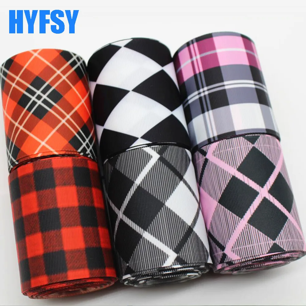 

plaid 3 '75 mm 10016 Lattice ribbon 5 y10 yards DIY handmade materials sewing fabric headwear bow Grosgrain ribbons