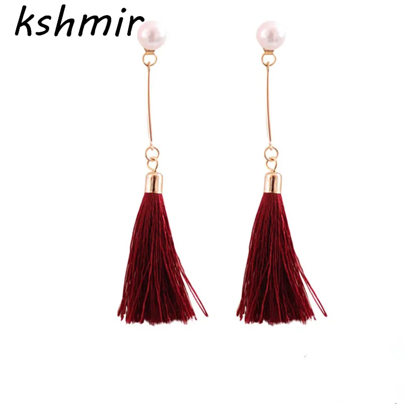 Ms fashion eardrop tassel earrings + pearl temperament woman long