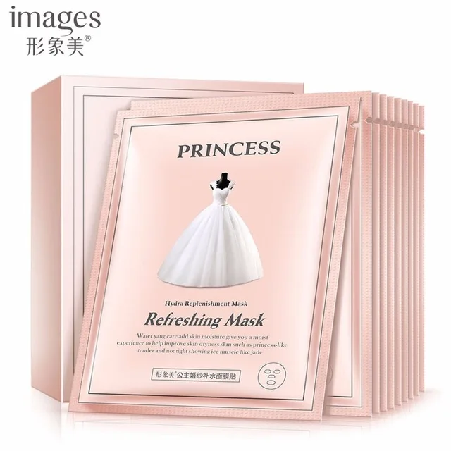 50 BOX/500 шт. изображения отбеливание увлажняющий принцессы Свадебное платье маска Anti-Aging глубина пополнение Уход за лицом 30 г