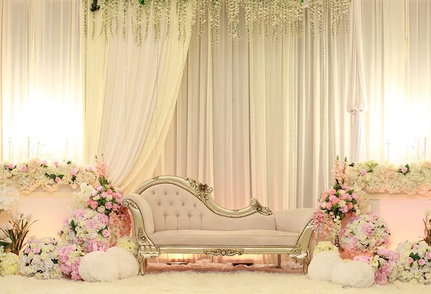 7x5FT кремовый Шторы от кашля диван цветы бархатистый коврик Свадебные студийный фон Виниловый фон 220 см x 150 см