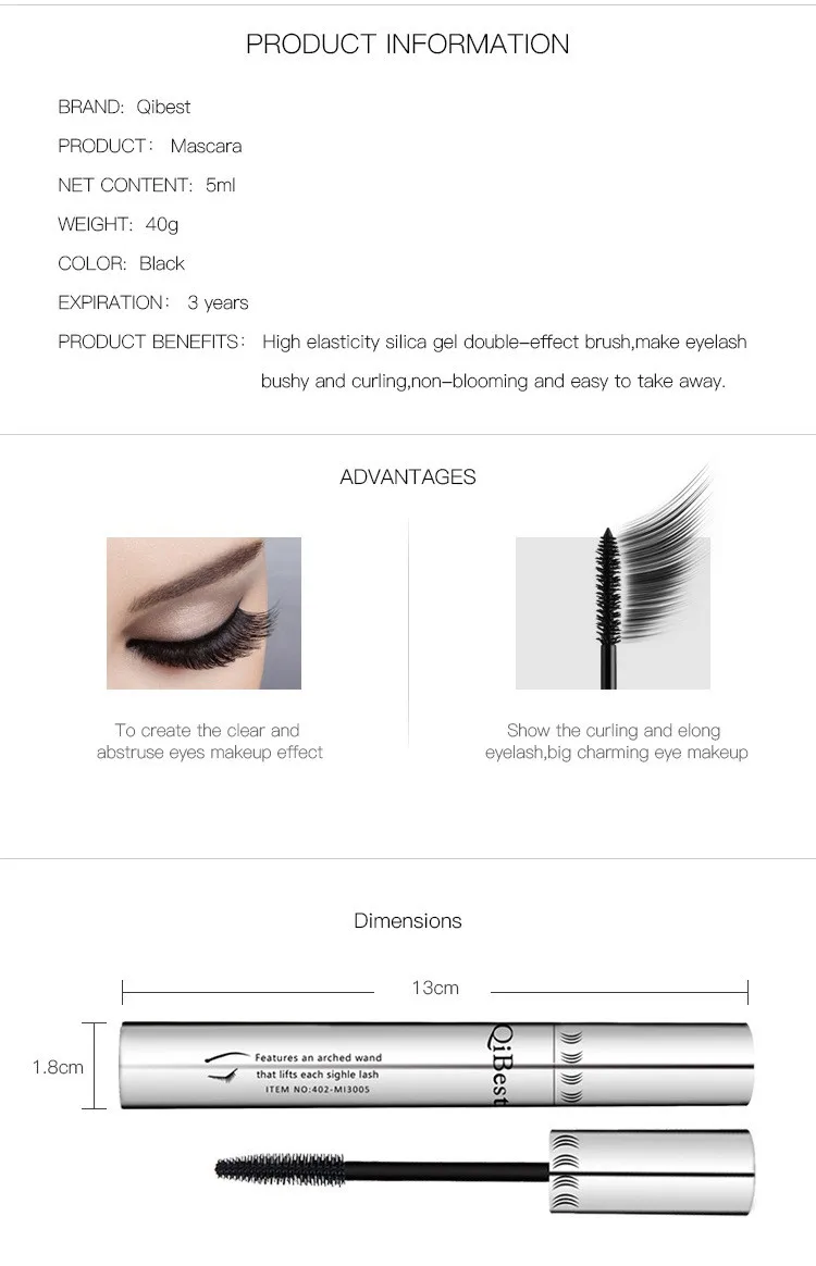 Mascara + Sombra + Delineador Lápis + Batom + Lip Cosméticos com Escova de Longa-duração para Mulheres Qibest Banda Pincel Maquiagem 6 Pcs 11 Qibest banda 6 pcs mascara + sombra