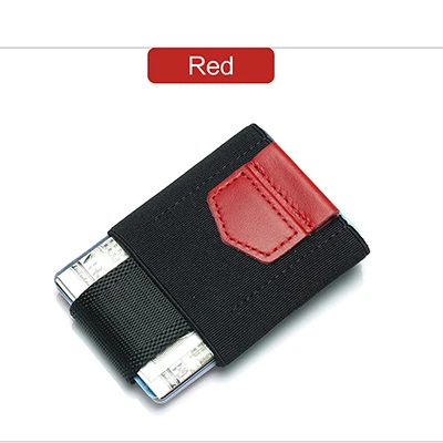 Red Эластичный ремешок из телячьей кожи, держатель для кредитных карт, тонкий мини кошелек для денег, новинка, Модный женский мужской Тонкий минималистичный защитный чехол - Цвет: Red