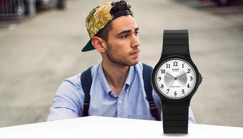 Casio Часы маленькие черные часы Студенческие Кварцевые для мужчин и женщин часы MQ-24-7B3