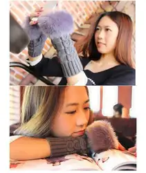 10 пар женские перчатки без пальцев с имитацией кроличьей шерсти девушка варежки Вязание шерсть наручные зимние женские Перчатки