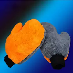 Двойная перчатка из микрофибры для мытья автомобиля с большим пальцем для автоматической очистки рукавицы с водостойким вкладышем