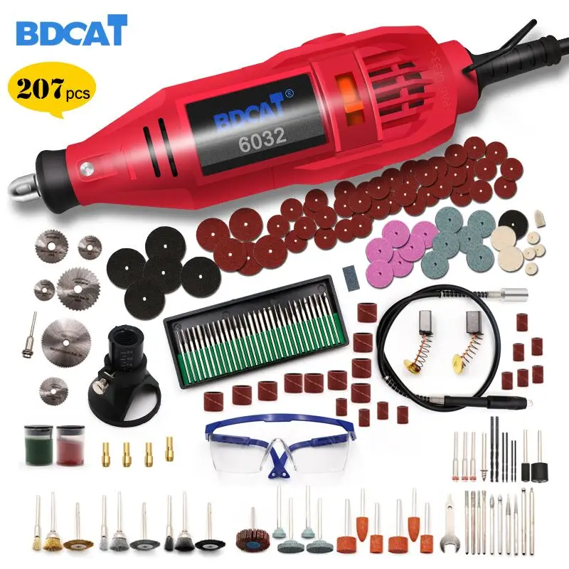 

BDCAT 180W Power Tools Electric Mini Drill Polishing Machine with 0.3-3.2mm Rotary Tool Accessories Kit Set For Dremel 3000 4000