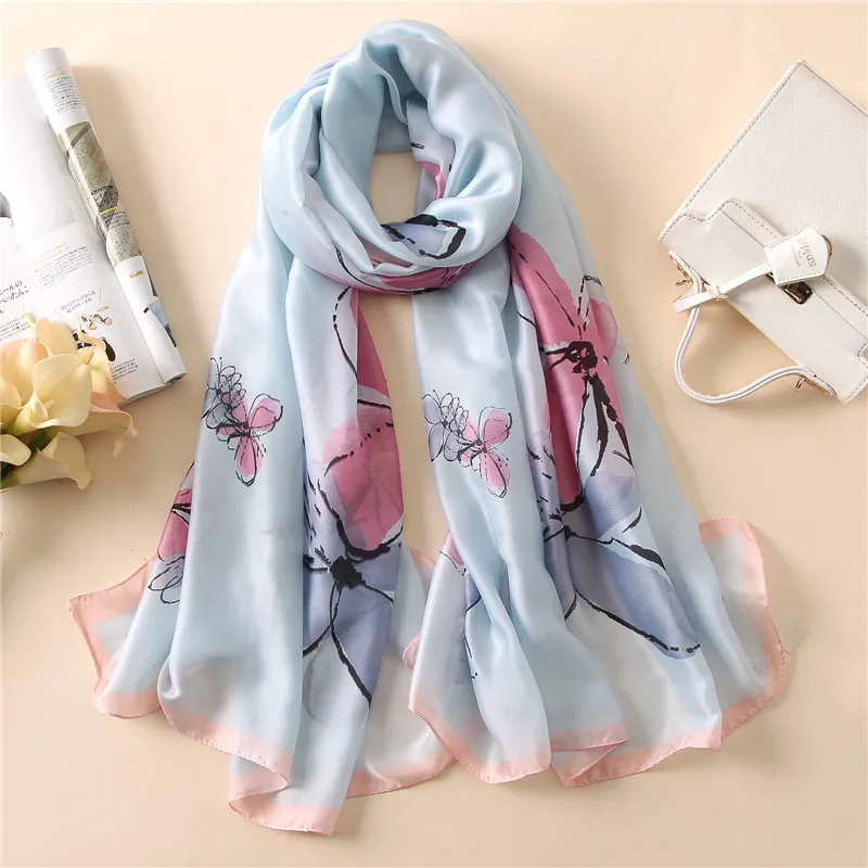 

Pure Silk Chiffon Scarf Women Long Designer Scarves and Shawls Fashion Luxury Brand 100% Turkish Natural Foulard Scarf