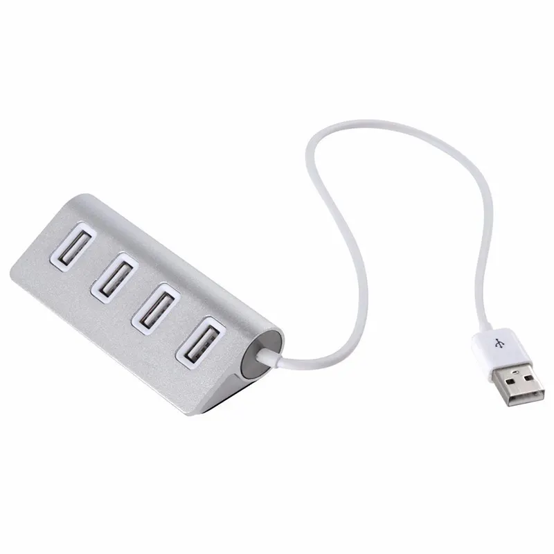 Портативный высокоскоростной USB 2,0 usb-концентратор, адаптер 4 порта для Mac книг/ПК/ноутбуков алюминиевый usb-концентратор с экранированным кабелем