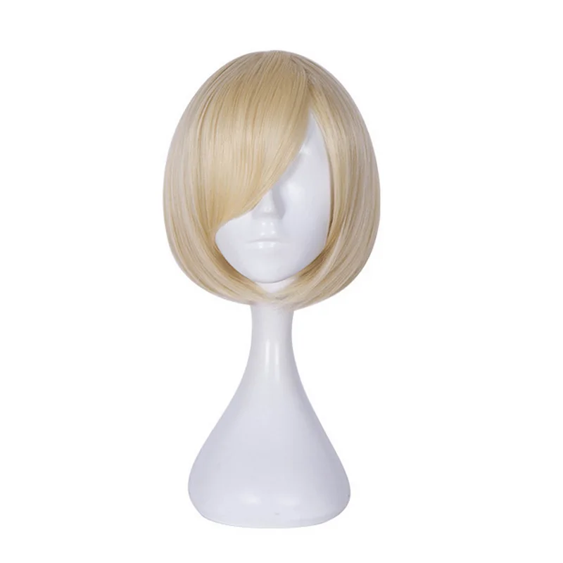 Coshome Yuri on Ice Yuri Plisetsky Costume Wigs Viktor Nikiforov Cosplay Wigs Men Adult Gray And Blonde Short Straight Hair (6)