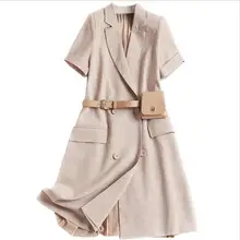 Ladies Elegant Khaki Blazer Office Dress 2019 Spring Summer Women Short Sleeve Pleated Mini Dress Ladies Elegant Khaki Blazer Office Dress 2019 Spring Summer Women Short Sleeve Pleated Mini Dress
