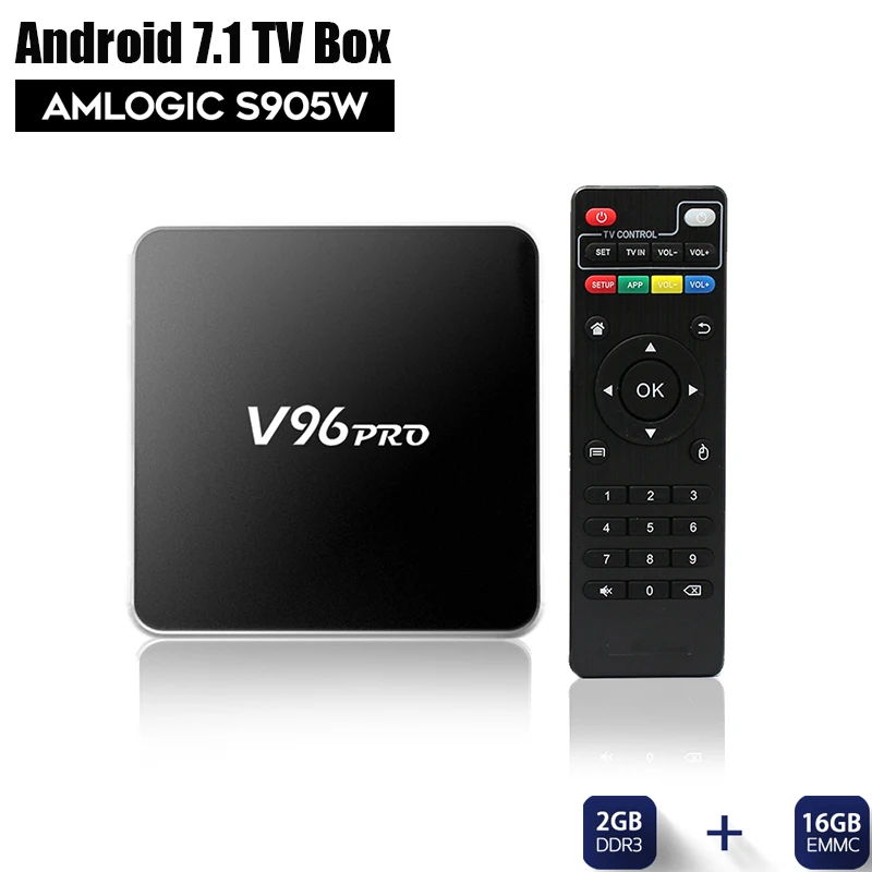 ТВ-приставка V96Pro Android Amlogic S905w 2 Гб 16 ТВ-Приставка Smart TV OS 7 1 Поддержка IPTV 4K H.265 |