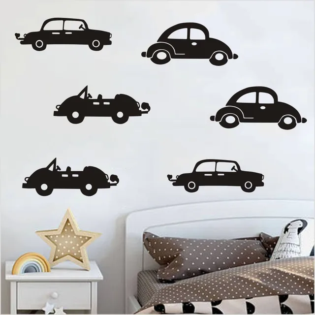 Diy 6P Black Classic Car Wall Sticker Home Decor Living Room Removable