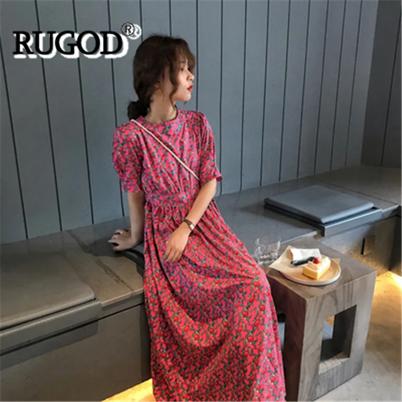 Женское платье с цветочным принтом RUGOD Длинное свободное макси открытой спиной и