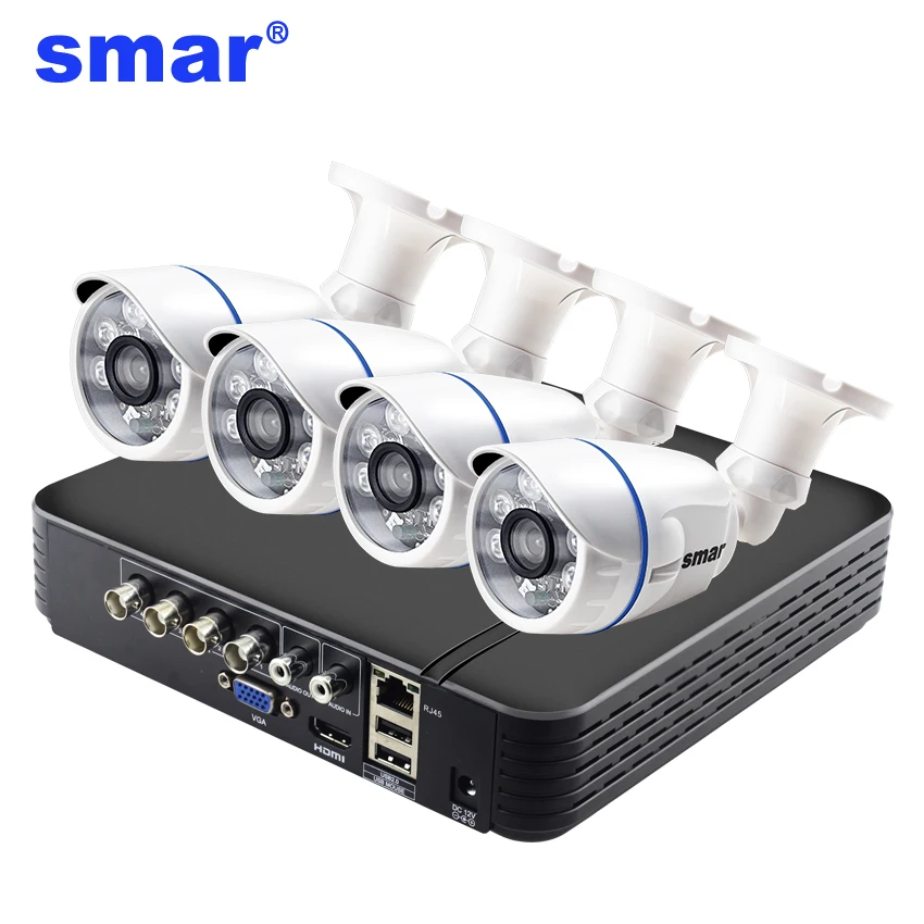  Smar 4CH CCTV HDMI DVR 4PCS 720P 1080P AHD Camera Kit Outdoor Weatherproof Home Security System Vid