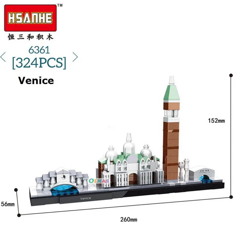 Кубики hsanhe архитектура Сиднейский оперный дом кирпичи Пизанская башня Треви фонтан модель строительные игрушки для детей Подарки - Цвет: 6361