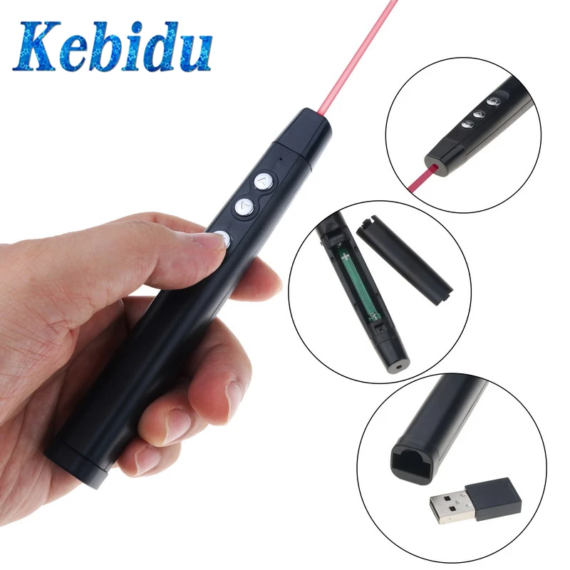 

Kebidu 2.4GHz Wireless Presenter RF Remote Control Page Turning PPT Powerpoint Presentation with IR Laser Pointers Pen USB New