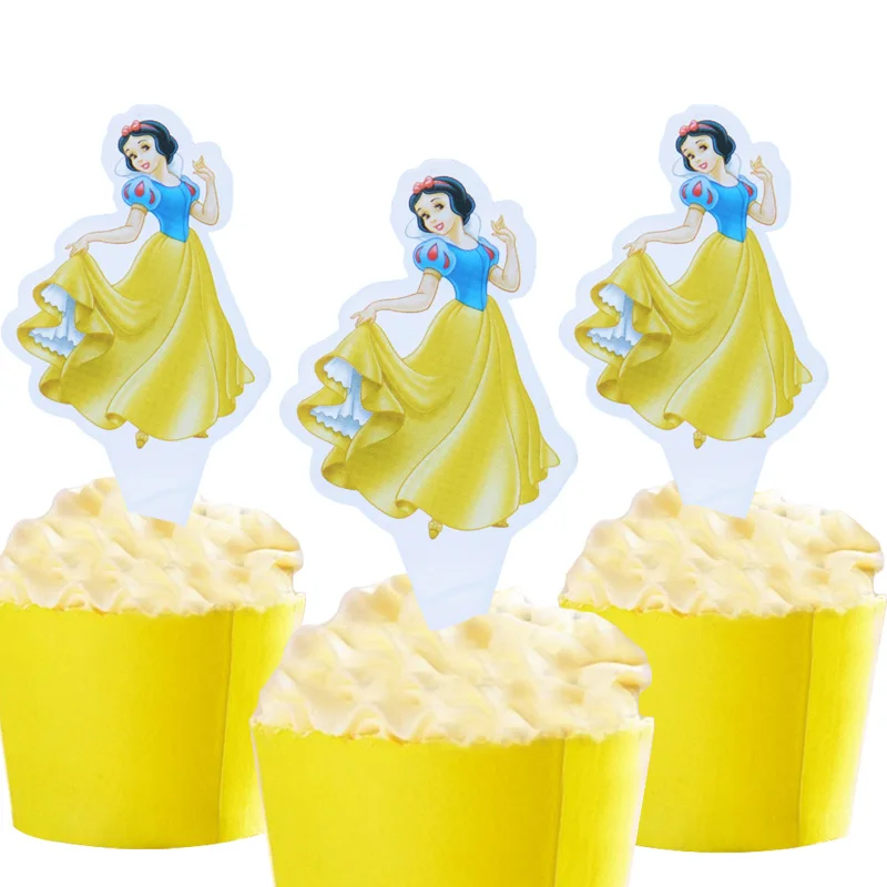 100pcs Disney Princess Snow white Cinderella Belle Paper Cupcake topper for cake decoration birthday wedding party suppliers - Цвет: 2