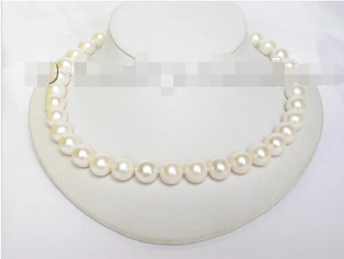 

FREE SHIPPING>>>@@ > lustrous 17" 13mm round white freshwater pearl necklace j4955^^^@^Noble style Natural Fine jewe &