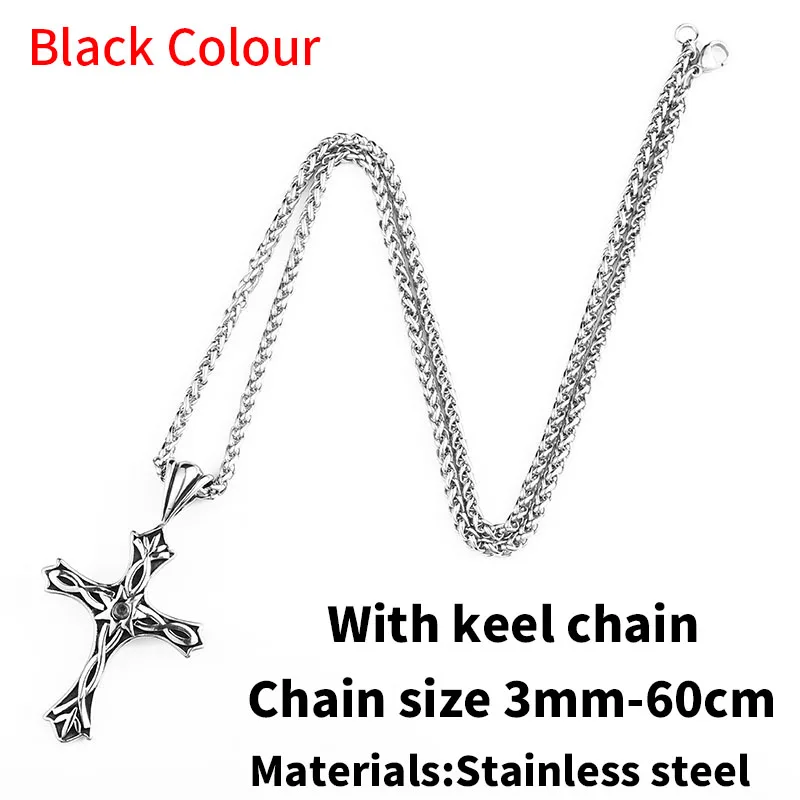 with keel chain-B Стальной солдат крест кулон мужское ожерелье с кулоном викинга с цепочкой из нержавеющей стали подарок ювелирные изделия - Окраска металла: with keel chain-B