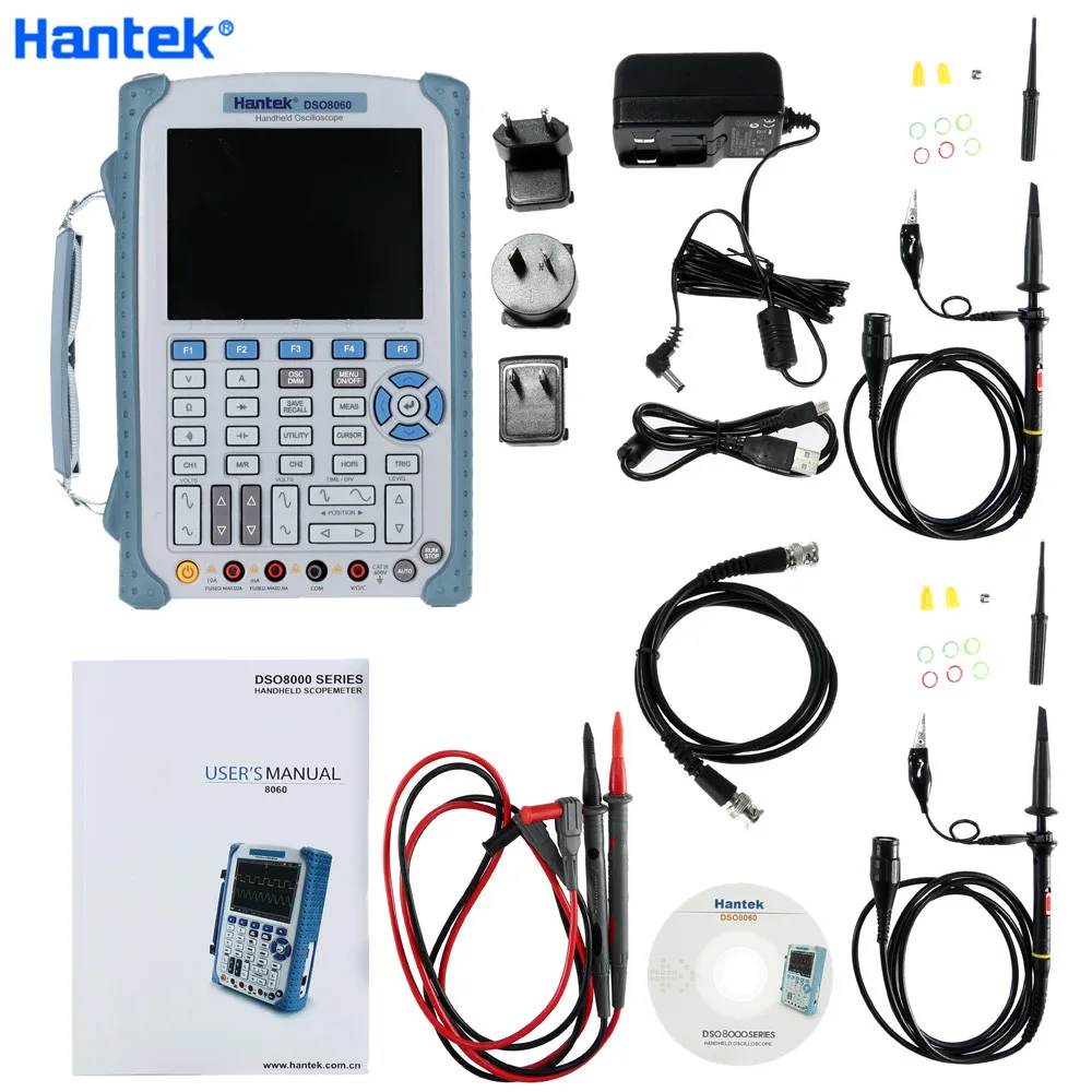 

Hantek DSO8060 5-in-1 Handheld Oscilloscope 60MHz DMM Spectrum Analyzer Frequency Counter Arbtrary Waveform Generator