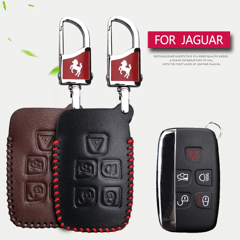 Genuine Leather Car Key Case Cover For Jaguar XF XE XJ X type F pace