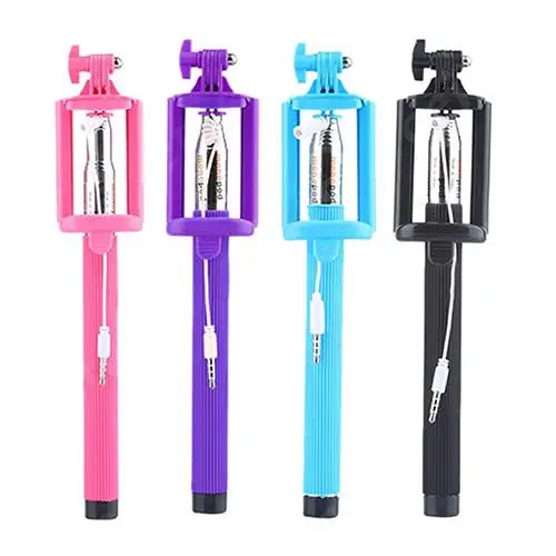 

New Extendable Wired Remote Shutter Handheld Selfie Stick Monopod for iPhone for Samsung