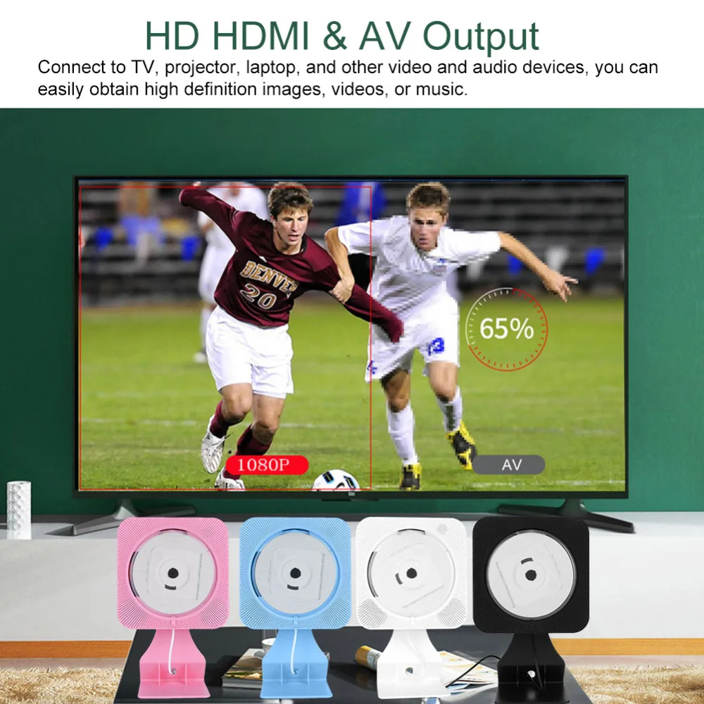 

Portable Wall Mounted Bluetooth HDMI CD DVD VCD Video Audio Player for US Plug with Remote Control
