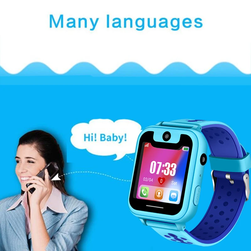 Comprar LIGE gran venta niños reloj de teléfono LBS posicionamiento control remoto iluminación SOS chico reloj inteligente Chat de voz tarjeta SIM Cámara + caja