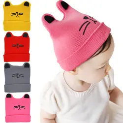 Bnaturalwell Кот уха малышей шляпы зима молока для маленьких мальчиков шапки теплые вязаные новорожденных шляпы для маленьких девочек шапочки