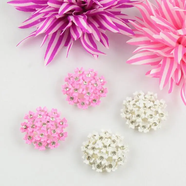 Rhinestone button flower cluster hair flower center wedding