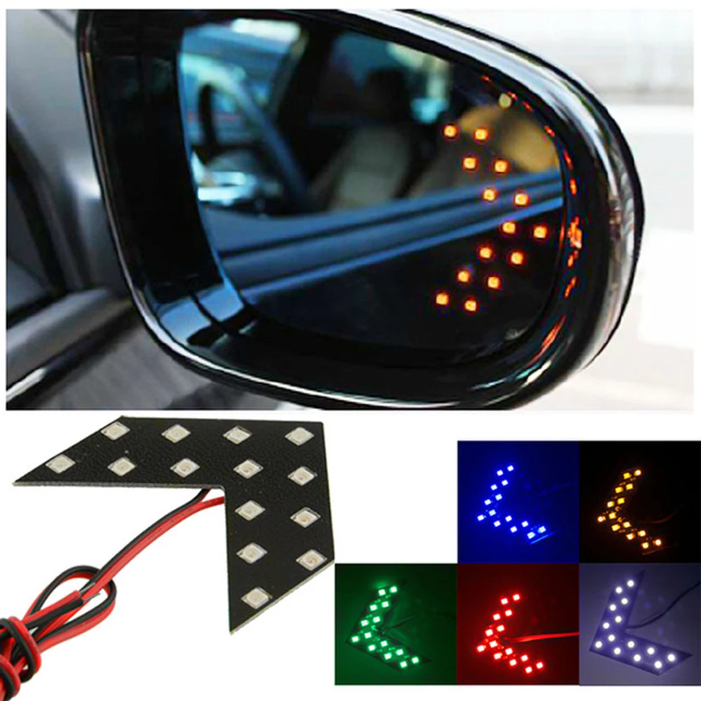

2 Pcs/lot 14 SMD LED Arrow Panel For Car Rear View Mirror Indicator Turn Signal Light Car LED Rearview mirror light