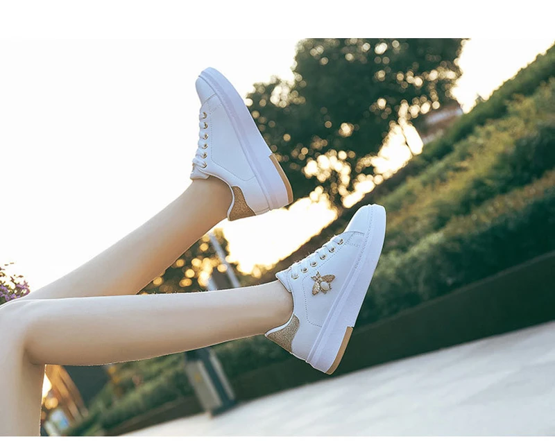 Обувь женская повседневная обувь новые Стразы Для женщин дышащие кроссовки из искусственной кожи Белые кеды для Для женщин теннисные туфли; женская обувь