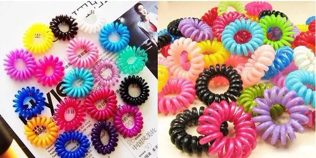 100pc Minimal Mix Styles Hair Accessories Novelty Cute Candy Color Jewelry Hair Ring Hair Rope Candy-colored Telephone Wire
