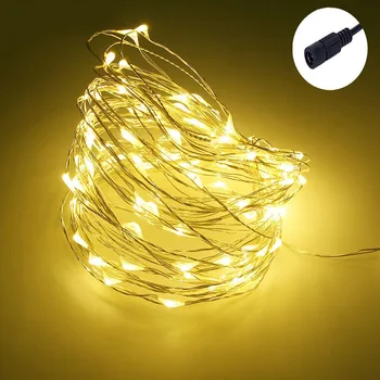 

20M 200Leds Silver Copper Wire DC 12V LED Fairy String Lights for Christmas Holiday Wedding Party Decoration With Power Adapter