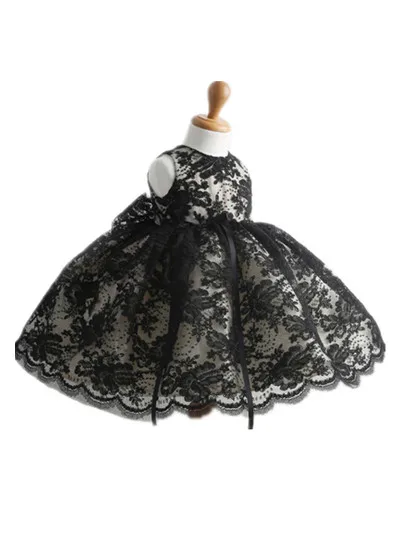 BABY WOW Black Lace Baby ClothesGirl Dresses Vestido Infantil for 1 Year Birthday Christmas Wedding Party