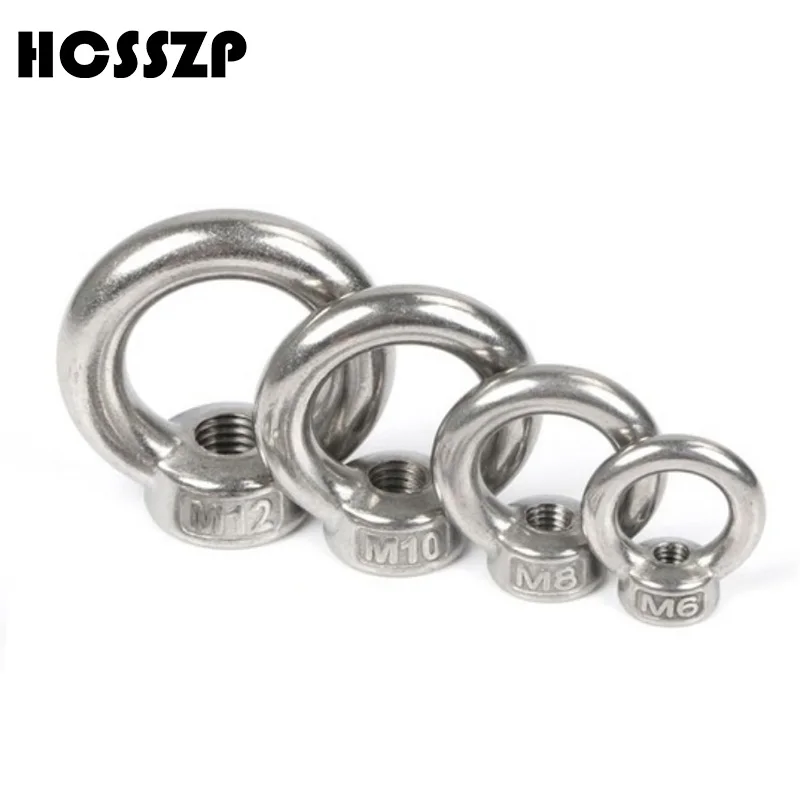 

HCSSZP 3 Pieces JIS 1169 304 Stainless Steel Japanese Style M6/M8/M10/M12/M16/M20/M24 Ring Shape Threaded Lift Eye Nut