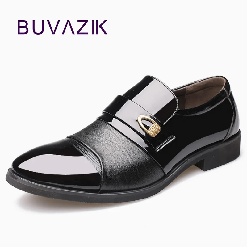 BUVAZIK Spring Men Formal Shoes Leather Pointed Toe Casual