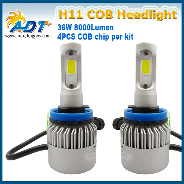 Лидер продаж года по выгодной цене с доставкой, H11 светодиодный фары 12 V 72 W фары для 8000LM 6500 K Блеск хорошо супер яркий свет сигнальная лампа водонепроницаемый S2 COB светодиодный комплект лампы