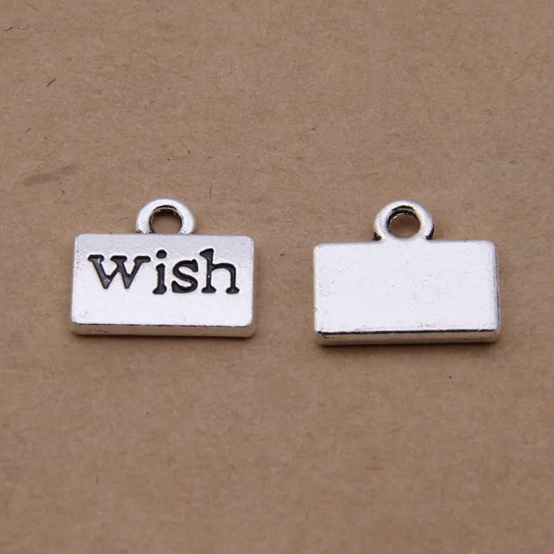 

RAINXTAR 20pcs Alloy Message Charms Single Sided WISH Letter Dog Tag Charms 10*12mm AAC1265