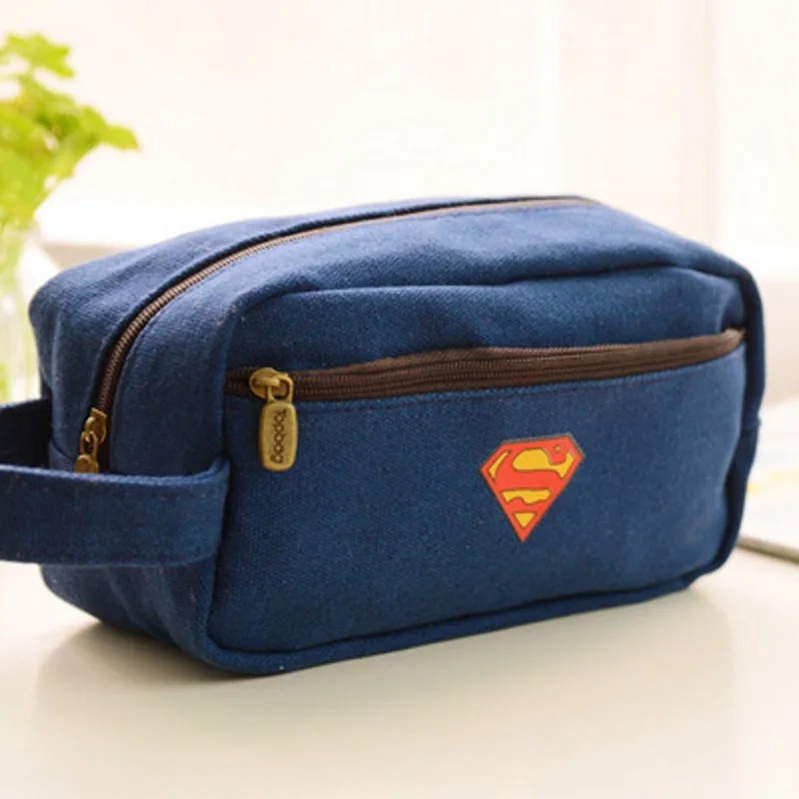 Супермен Бэтмен супер герой пенал Чехол сумка для хранения Papelaria школьный чехол канцелярские принадлежности Школьные принадлежности - Цвет: Blue Pencil Bag