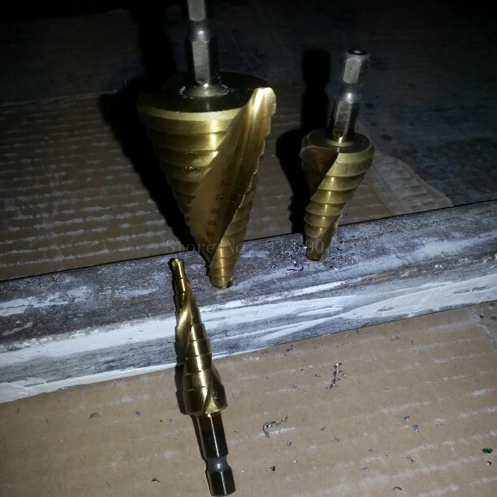 3pcs HSS Spiral Grooved Step Drill Drills Bit 4mm to 12mm20mm32mm Cut Tool Set