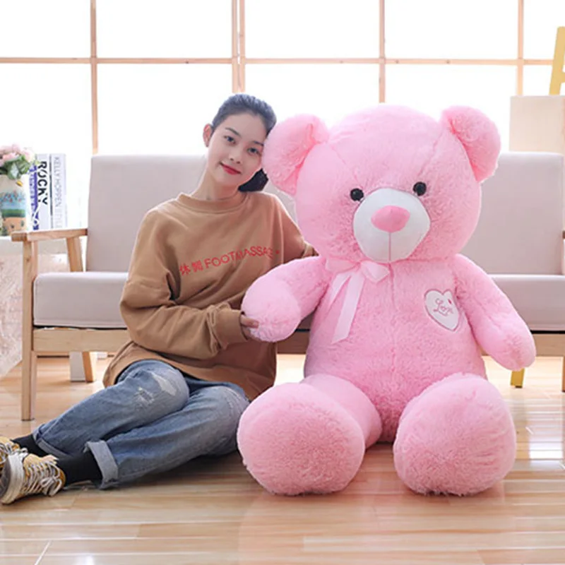 1 шт., милый большой размер 90 см, плюшевый мишка, плюшевая игрушка, большие объятия, медведь, кукла для влюбленных/рождественские подарки, подарок на день рождения - Цвет: pink