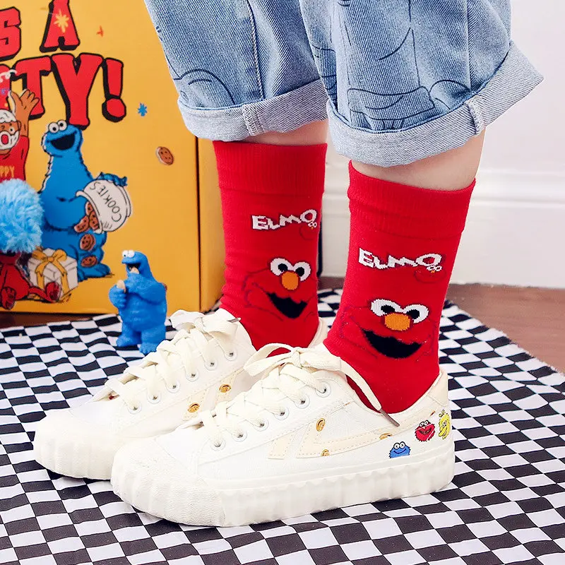 

Dreamlikelin Funny Cartoon Party Socks Sesame Street Elmo Cookie Monster Streetwear Women Sock Autumn Winter Cotton Socks