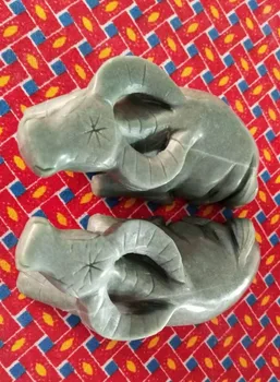 

China Mount Lu jade one pair of lying cattle statue, craft gift decoration.