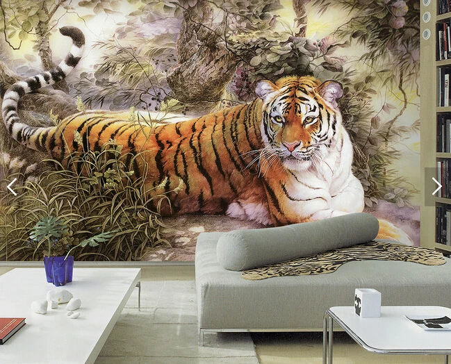 Tigre tapeçaria 3d impresso realista animal pano de fundo colorido sala  estar parede pendurado poliéster mural casa decorações - AliExpress