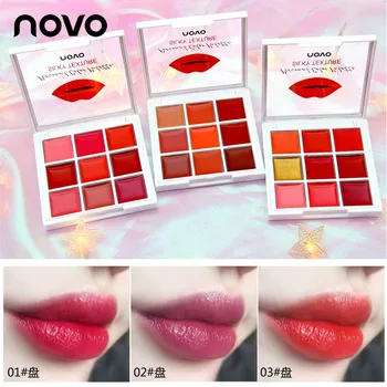

Novo 9 Colors sexy jelly Lip Gloss Shiny Set Waterproof Professional Lip Gloss lip Palette kit for lip and face BN075